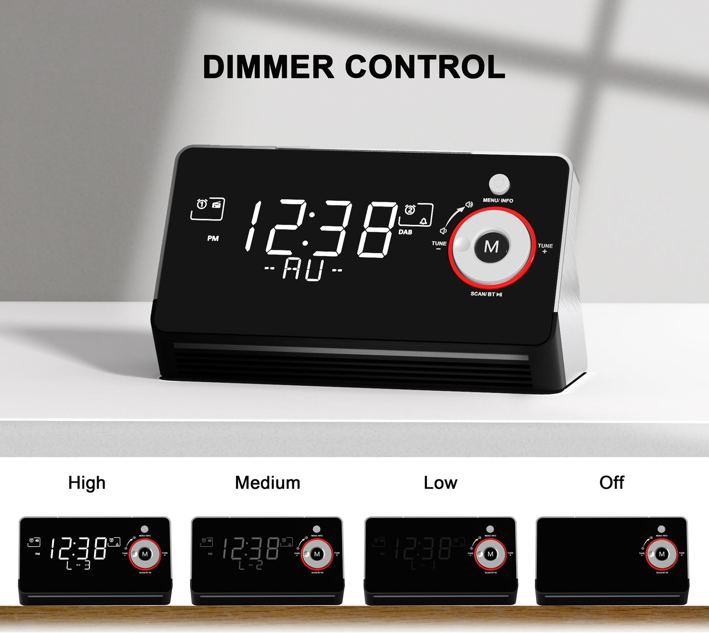 Alarm Clock with DAB & FM Radio,Dual Alarms, Snooze, Dimmable LCD Display, Night Light, Bluetooth, Headphone,Type-C and USB Charging Ports iTOMA 729