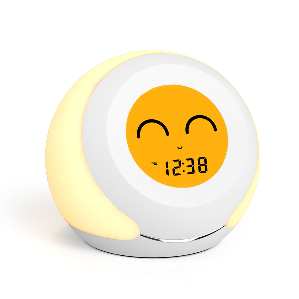 iTOMA 915-AU Kids Room Thermometer, Hygrometer and Cute Facial Expressions, Colorful Light Choose, 4 Level Dimmer, Indoor Temperature Monitor, LCD Screen Child Time Display Temperature and Humidity Gauge