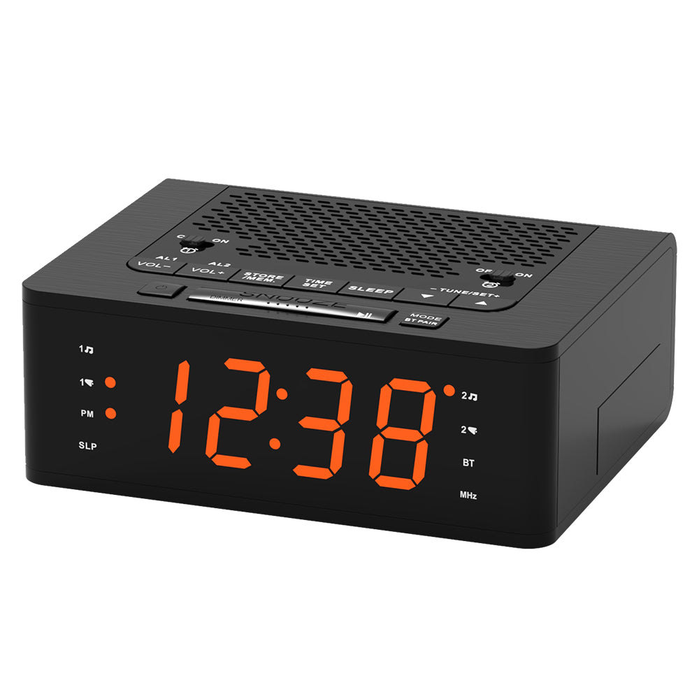 iTOMA 515-AU Bedroom Digital Alarm clock with FM radio, Bluetooth, Dimmable LED display screen, sleep timer, adjustable volume, dual alarm clock with on/off button, bedside alarm clock for adults, the elderly and children