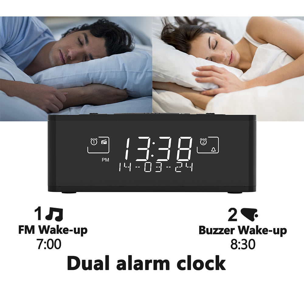 Reloj despertador con radio DAB y FM, 40 emisoras presintonizadas, pantalla LCD regulable, alarma dual con botón de encendido/apagado, función de repetición, conexión inalámbrica iTOMA 525D