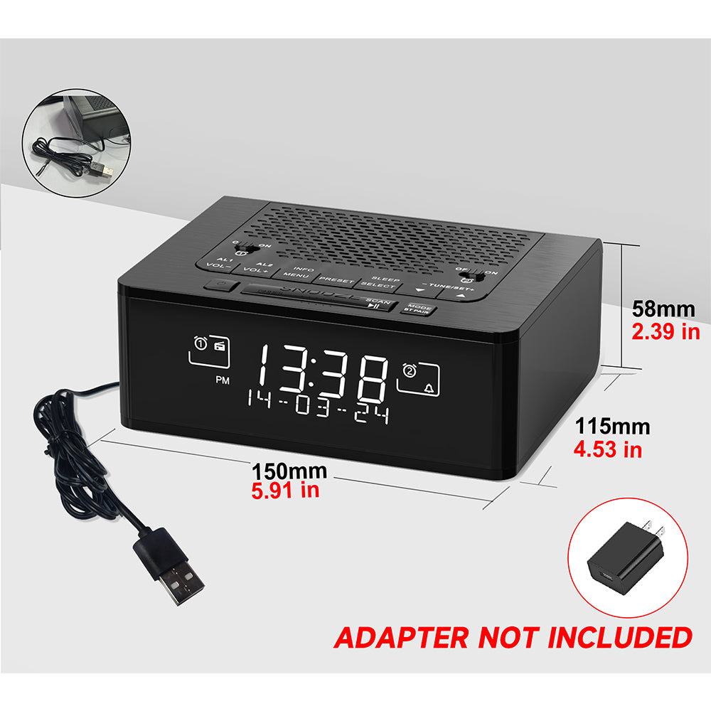 Reloj despertador con radio DAB y FM, 40 emisoras presintonizadas, pantalla LCD regulable, alarma dual con botón de encendido/apagado, función de repetición, conexión inalámbrica iTOMA 525D