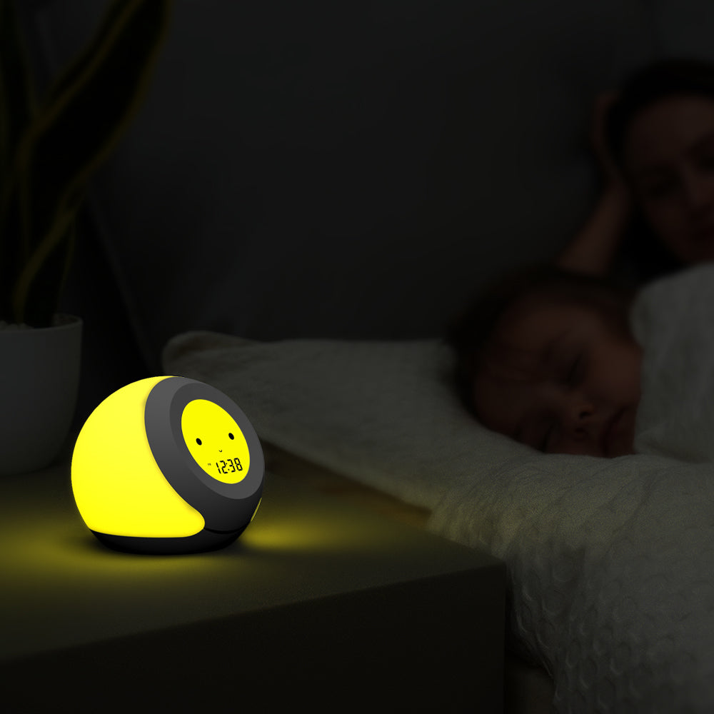 iTOMA 915-AU Kids Room Thermometer, Hygrometer and Cute Facial Expressions, Colorful Light Choose, 4 Level Dimmer, Indoor Temperature Monitor, LCD Screen Child Time Display Temperature and Humidity Gauge