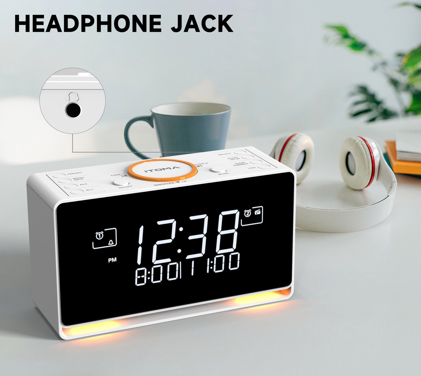 iTOMA 728-AU DAB and FM, Bluetooth, dual alarm clocks, sleep timer, dimming control, USB charger and headphone jack