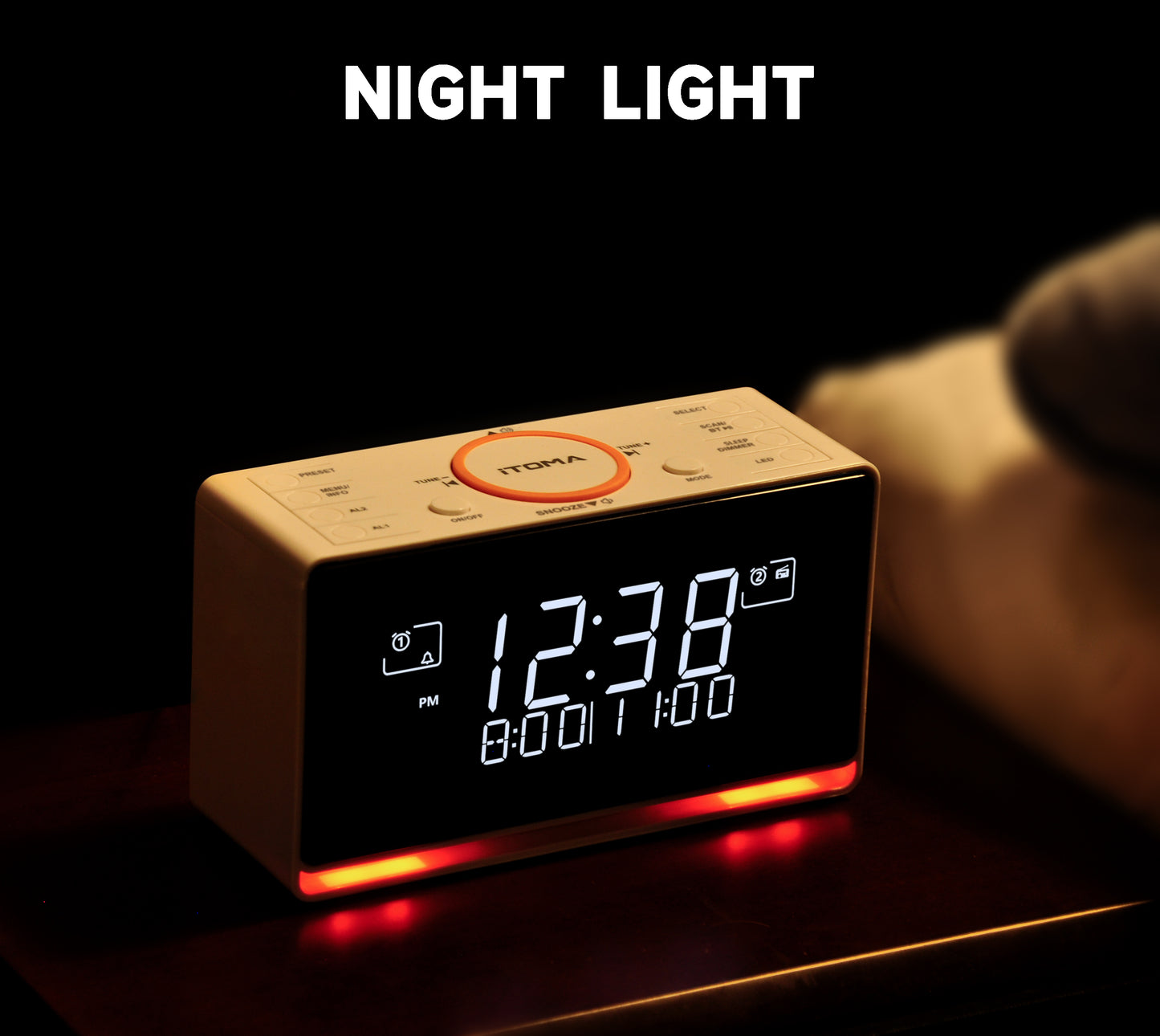 iTOMA 728-AU DAB and FM, Bluetooth, dual alarm clocks, sleep timer, dimming control, USB charger and headphone jack