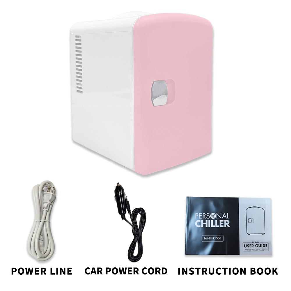 Mini Fridge K4106, 4 Liter/6 Can Portable Cooler and Warmer Personal Refrigerator for Skin Care, Cosmetics, Beverage, Food,100% Freon-Free Eco Friendly for Bedroom, Office, Car, Dorm, Camp...