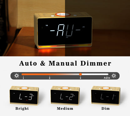 Digital Alarm Clock Radio, 1.4" White LED Display Clock with Bluetooth, FM Radio, Dual Alarm, Sleep Timer, Snooze, Auto & Manual Dimmer, USB Charger and Night Light iTOMA 718