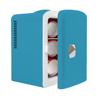 Mini Fridge 4L K4207 Cyan, 4 Liter/6 Can Portable Cooler Personal Refrigerator for Skin Care, Cosmetics, Beverage, Food,100% Freon-Free Eco Friendly for Bedroom, Office, Dorm