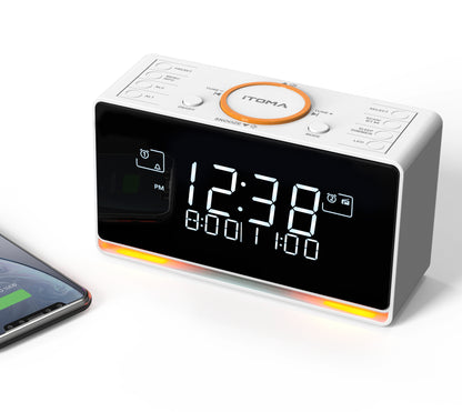 iTOMA 728-AU DAB and FM, Bluetooth, dual alarm clocks, sleep timer, dimming control, USB charger and headphone jack