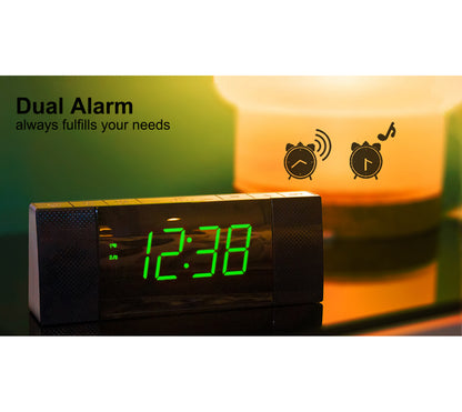 Digital iTOMA Bedside Alarm Clock Radio with Wireless Connection Speaker, Dimmable Jade Green LED Display, FM Radio with Sleep Timer, Dual Alarm with ON/OFF Push-button, Snooze, 12/24H 503U