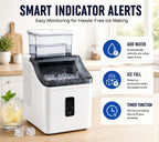 Ice Cube Maker Machine Countertop with 2 Ways to Add Water, Portable Self-Cleaning Ice Maker for Home/Kitchen/Office/RV, Ice Thickness Adjustable, 1-24H Timer, Ready in 20 Mins