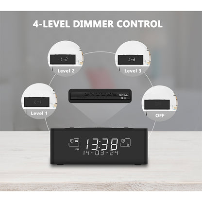 Reloj despertador con radio DAB y FM, 40 emisoras presintonizadas, pantalla LCD regulable, alarma dual con botón de encendido/apagado, función de repetición, conexión inalámbrica iTOMA 525D