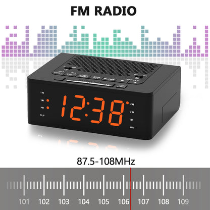 iTOMA 515-AU Bedroom Digital Alarm clock with FM radio, Bluetooth, Dimmable LED display screen, sleep timer, adjustable volume, dual alarm clock with on/off button, bedside alarm clock for adults, the elderly and children