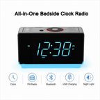 Digital Alarm Clock Radio with Bluetooth Speaker, FM Radio, Dual Alarm with Snooze, Large LED Display, Dimmer Control, Headphone,USB Charging Output and Night Light iTOMA 708