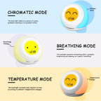 Kids Room Thermometer, Hygrometer and Cute Facial Expressions, Colorful Light Choose, 4 Level Dimmer, Indoor Temperature Monitor, LCD Screen Child Time Display Temperature and Humidity Gauge iTOMA 915