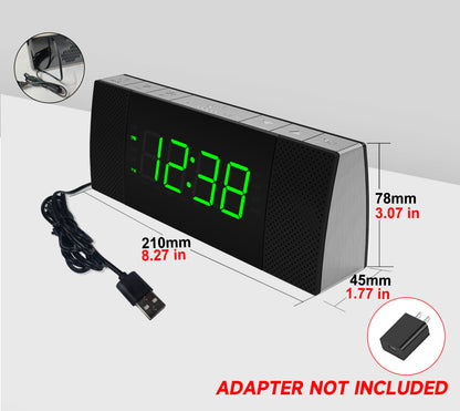Digital iTOMA Bedside Alarm Clock Radio with Wireless Connection Speaker, Dimmable Jade Green LED Display, FM Radio with Sleep Timer, Dual Alarm with ON/OFF Push-button, Snooze, 12/24H 503U
