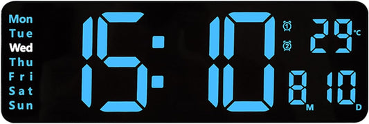 Reloj de pared digital, pantalla LED grande de 13 pulgadas para decoración de sala de estar, despertador, temporizador, 12/24 h, regulador de brillo automático, reloj grande con día, fecha y temperatura (13 pulgadas) 