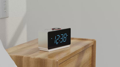 Radio despertador digital con altavoz Bluetooth, radio FM, alarma dual con función de repetición, gran pantalla LED, control de atenuación, salida de carga USB y luz nocturna iTOMA 708
